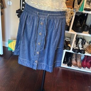 Universal Thread denim skirt elastic waist with drawstring and button down sz M